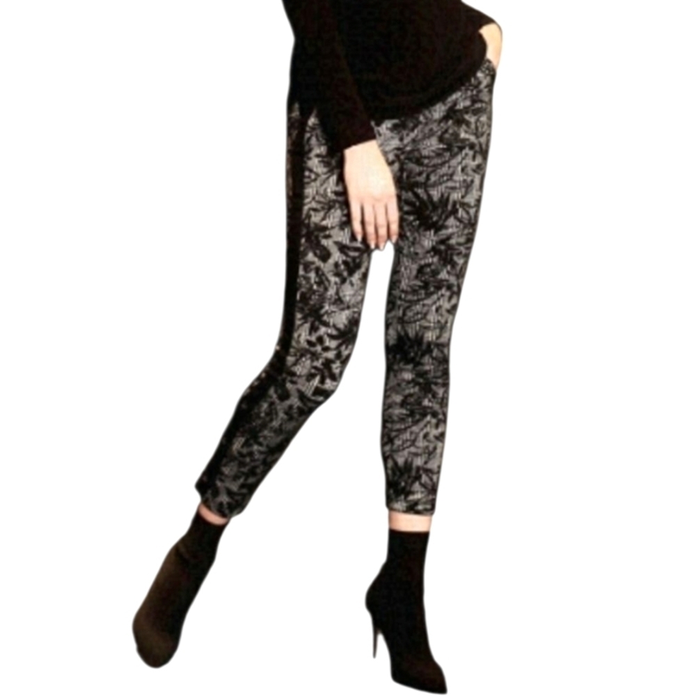 ARTEX Black & Gray Applique Elastic Waistband Dress Pant Size Small NWT